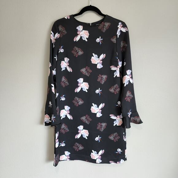 Banana Republic Dresses & Skirts - Banana Republic Dress A-Line Black Pink Floral Long Sleeve Size 4